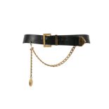 Chanel Black Leather and Chain Belt