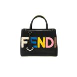 Fendi Black 2Jours Shearling Petite Tote