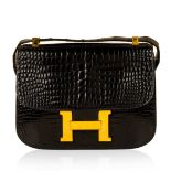 Hermes Black Crocodile Constance 23