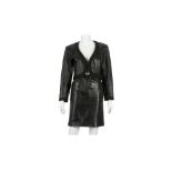 Yves Saint Laurent Rive Gauche Black Leather Skirt Suit