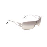 Chanel Grey Rhinestone CC Logo Sunglasses