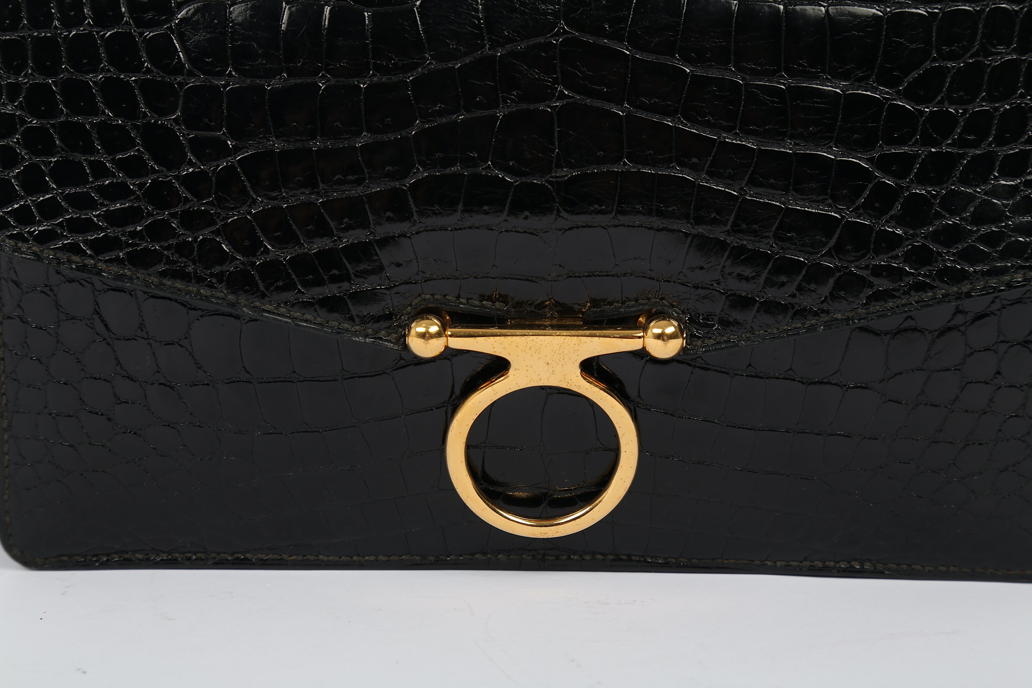 Hermes Black Crocodile Sac Ring Bag - Image 7 of 10