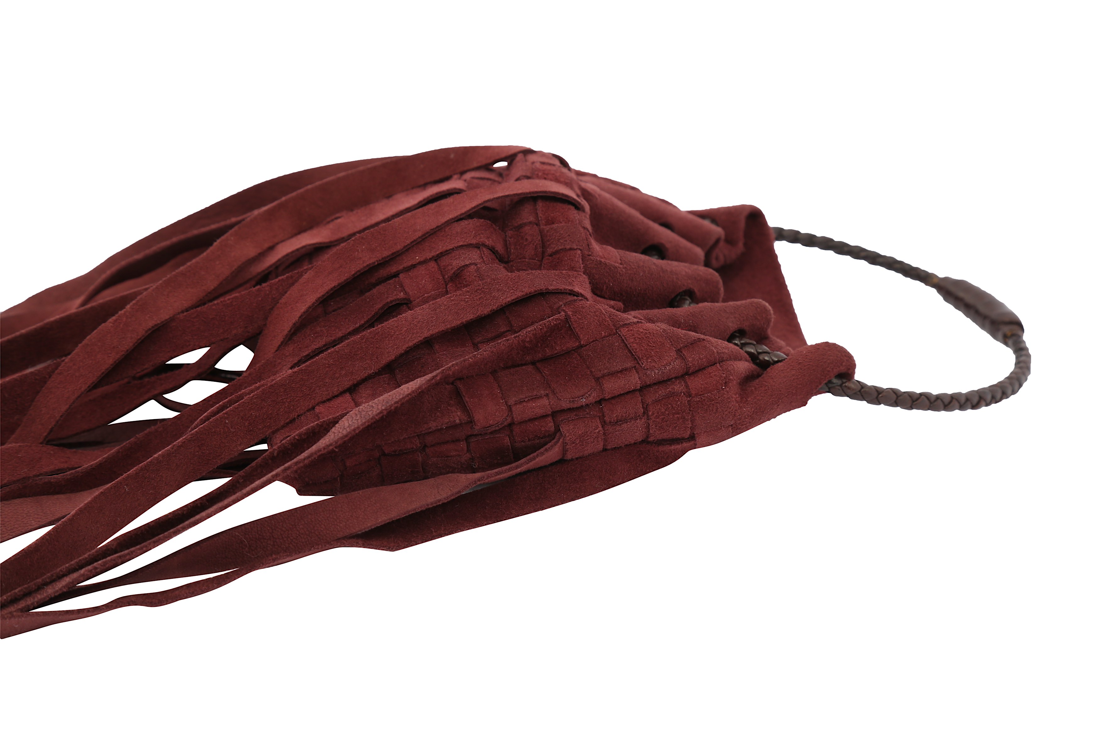 Bottega Veneta Burgundy Intrecciato Fringe Mini Bag - Image 4 of 6