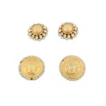 Gianni Versace Clip On Medusa Rhinestone Edge Earrings