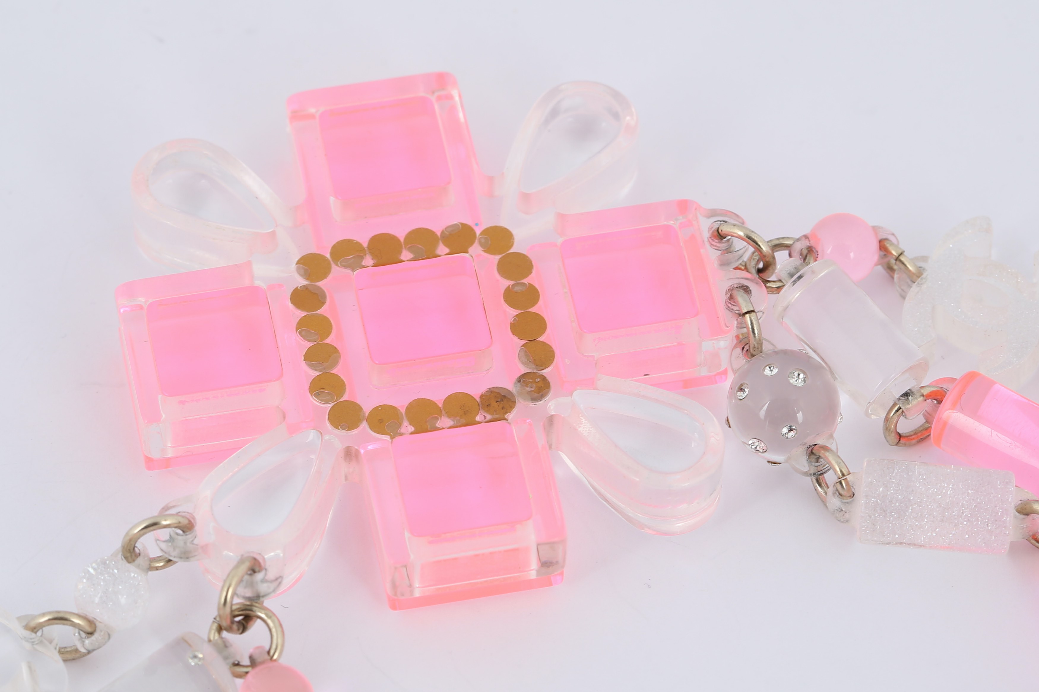 Chanel Pink Plexiglass Statement Necklace - Image 4 of 4