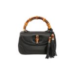 Gucci Black Leather Bamboo Top Handle