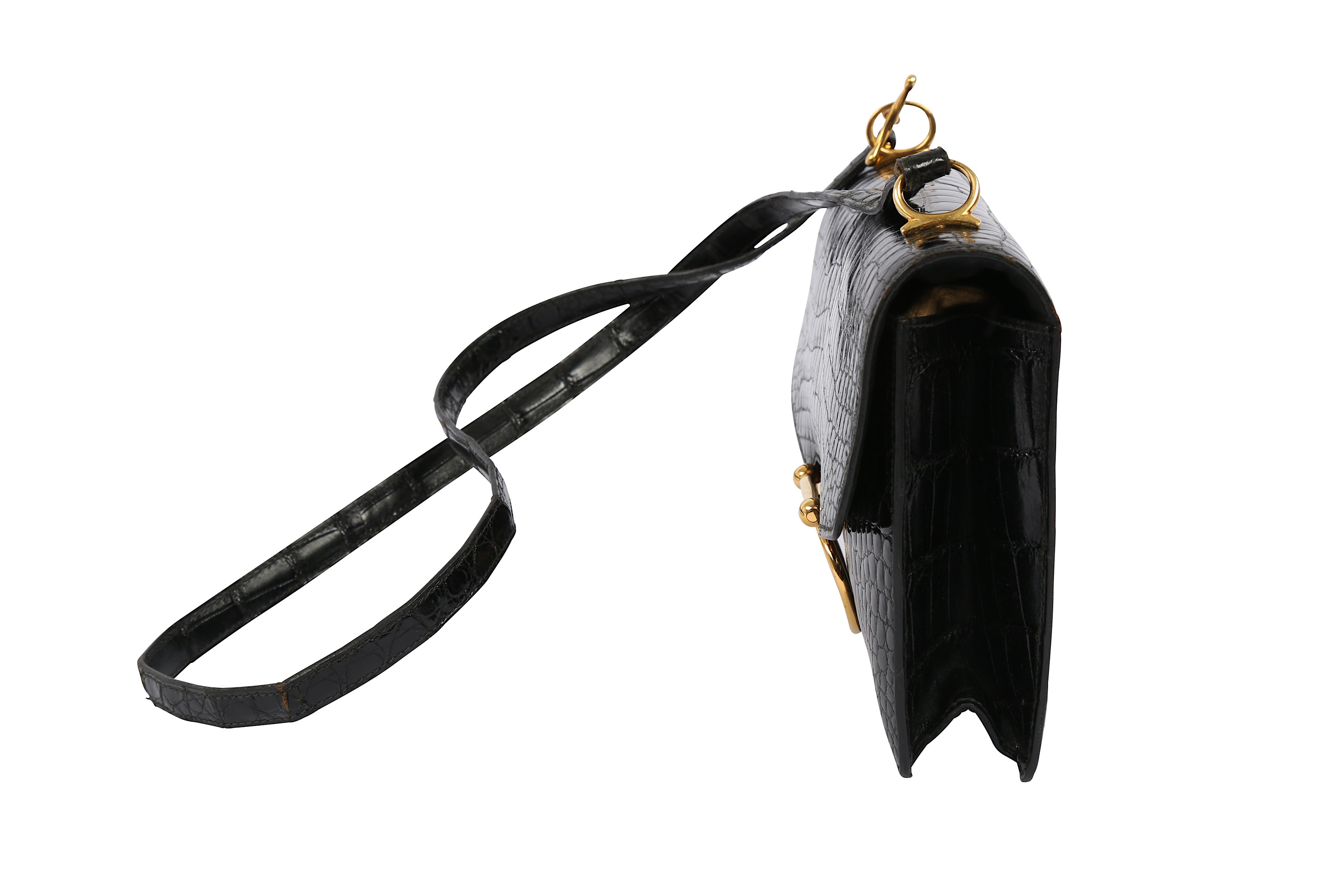 Hermes Black Crocodile Sac Ring Bag - Image 4 of 10