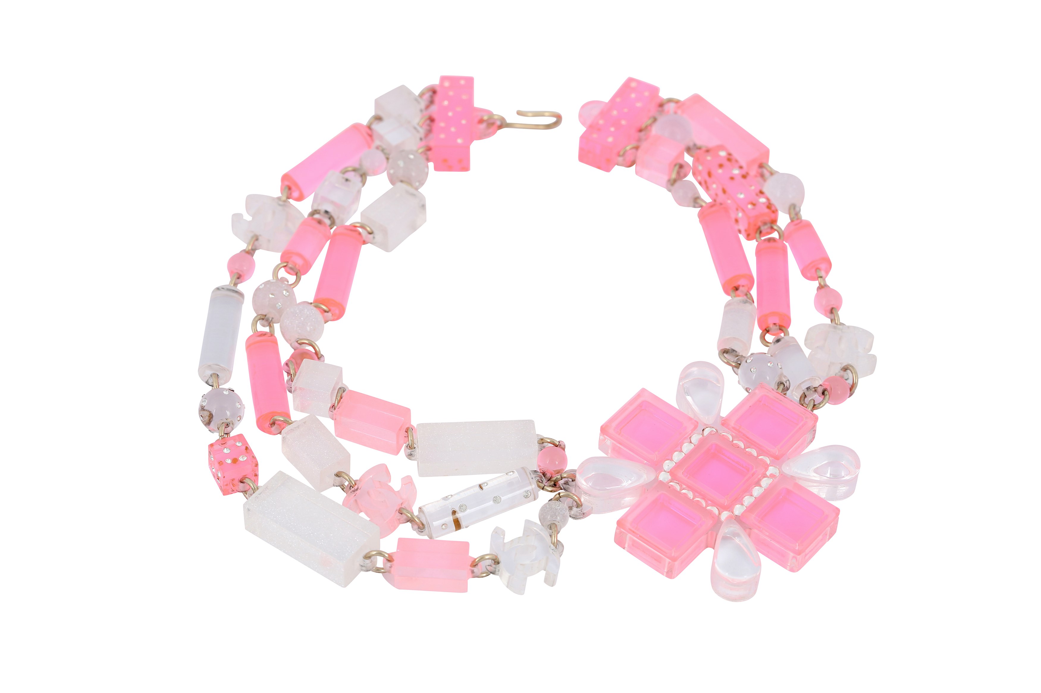 Chanel Pink Plexiglass Statement Necklace