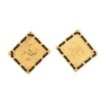 Chanel Square Clip On CC Logo Earrings
