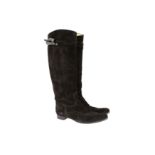 Hermes Black Flat Long Boots - Size 40