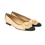 Chanel Two Tone Camelia Flats - Size 37