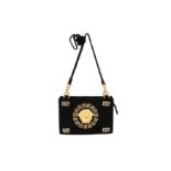 Gianni Versace Couture Black Medusa Rhinestone Shoulder Bag