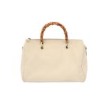 Gucci Cream Bamboo Boston Bag