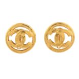 Chanel Clip On CC Logo Open Circle Earrings