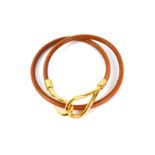 Hermes Tan Double Tour Jumbo Bracelet