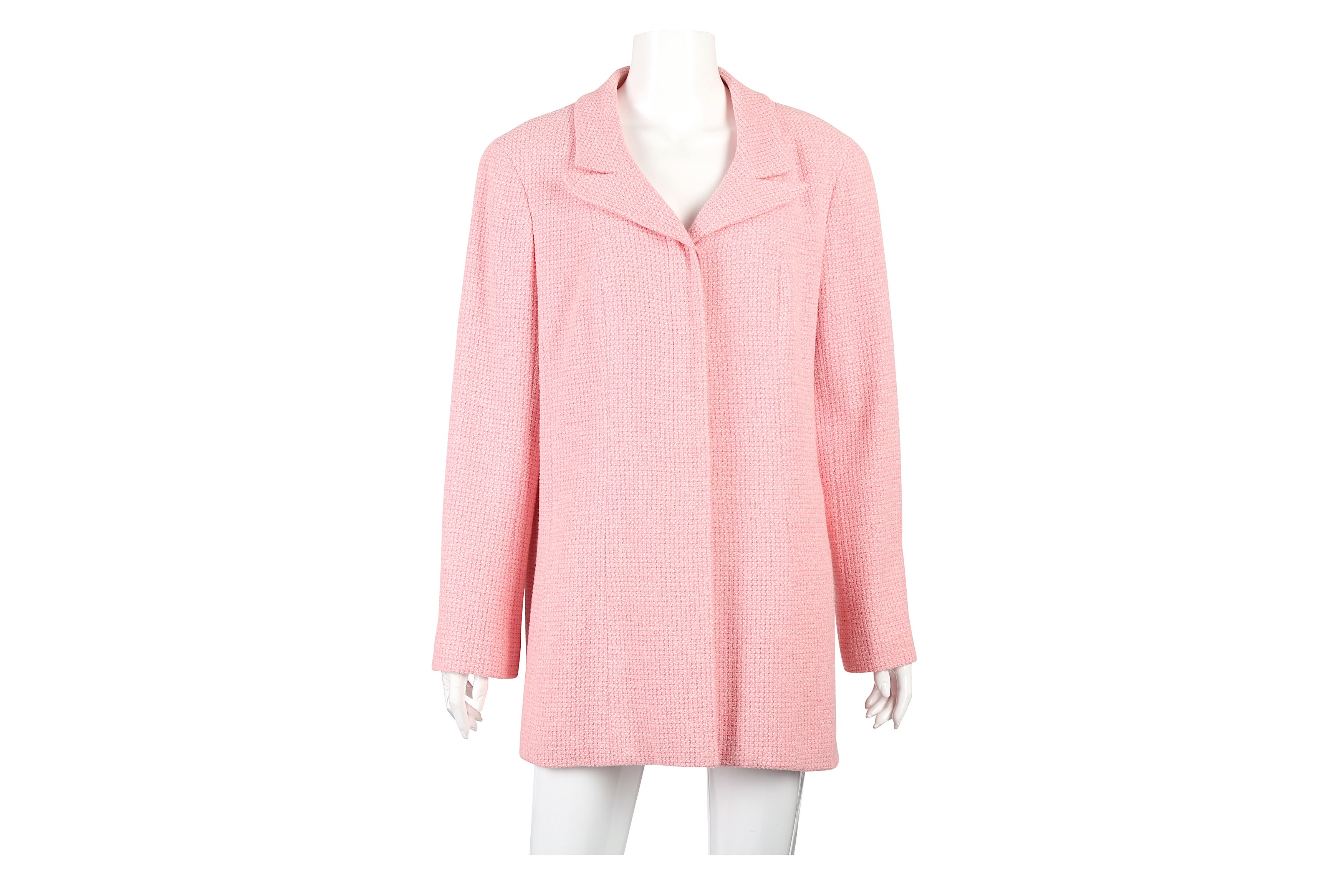Chanel Pink Tweed Single Breasted Jacket - Size 46