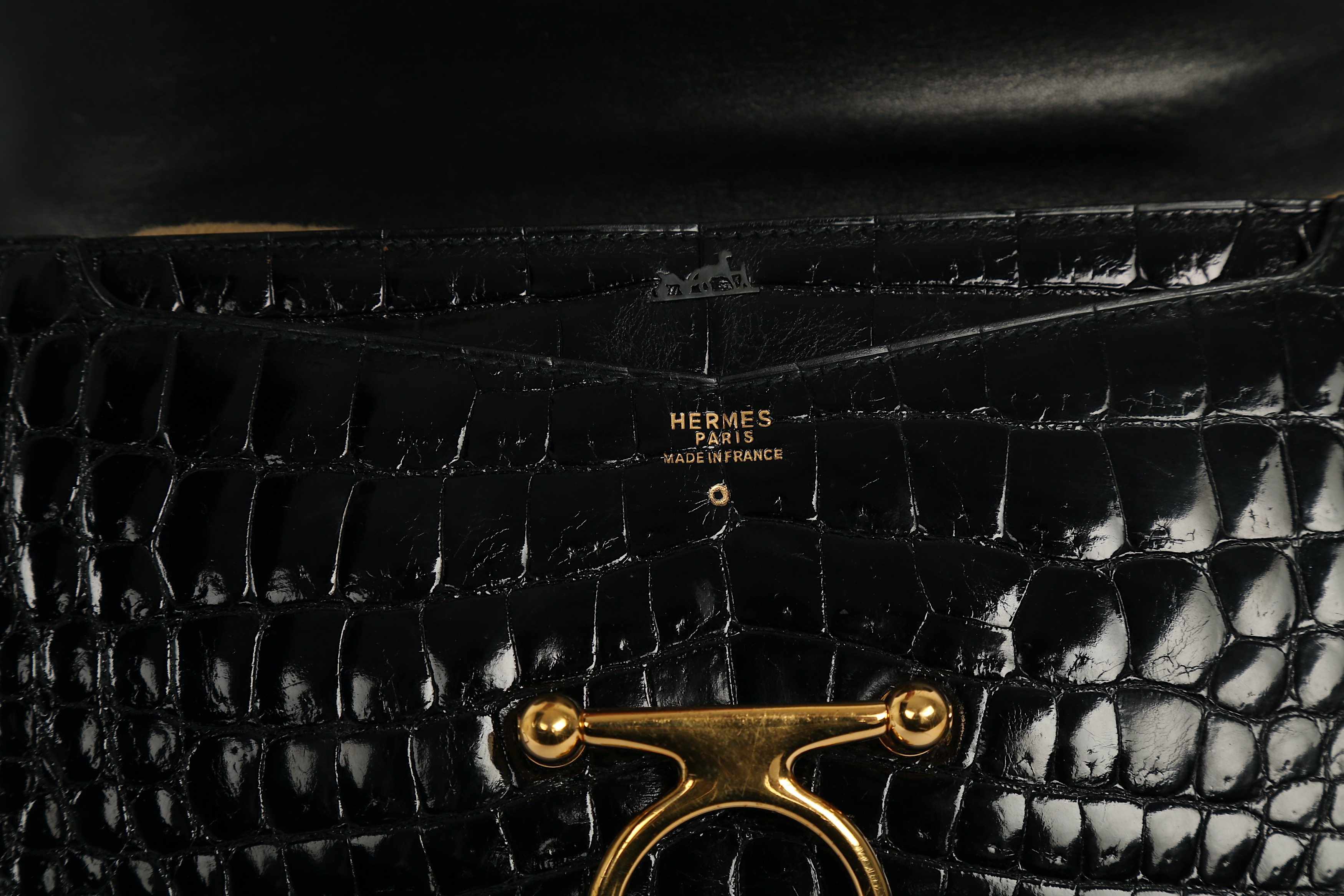 Hermes Black Crocodile Sac Ring Bag - Image 8 of 10