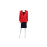 Yves Saint Laurent Red and Navy Three Piece Skirt Suit - Size 42