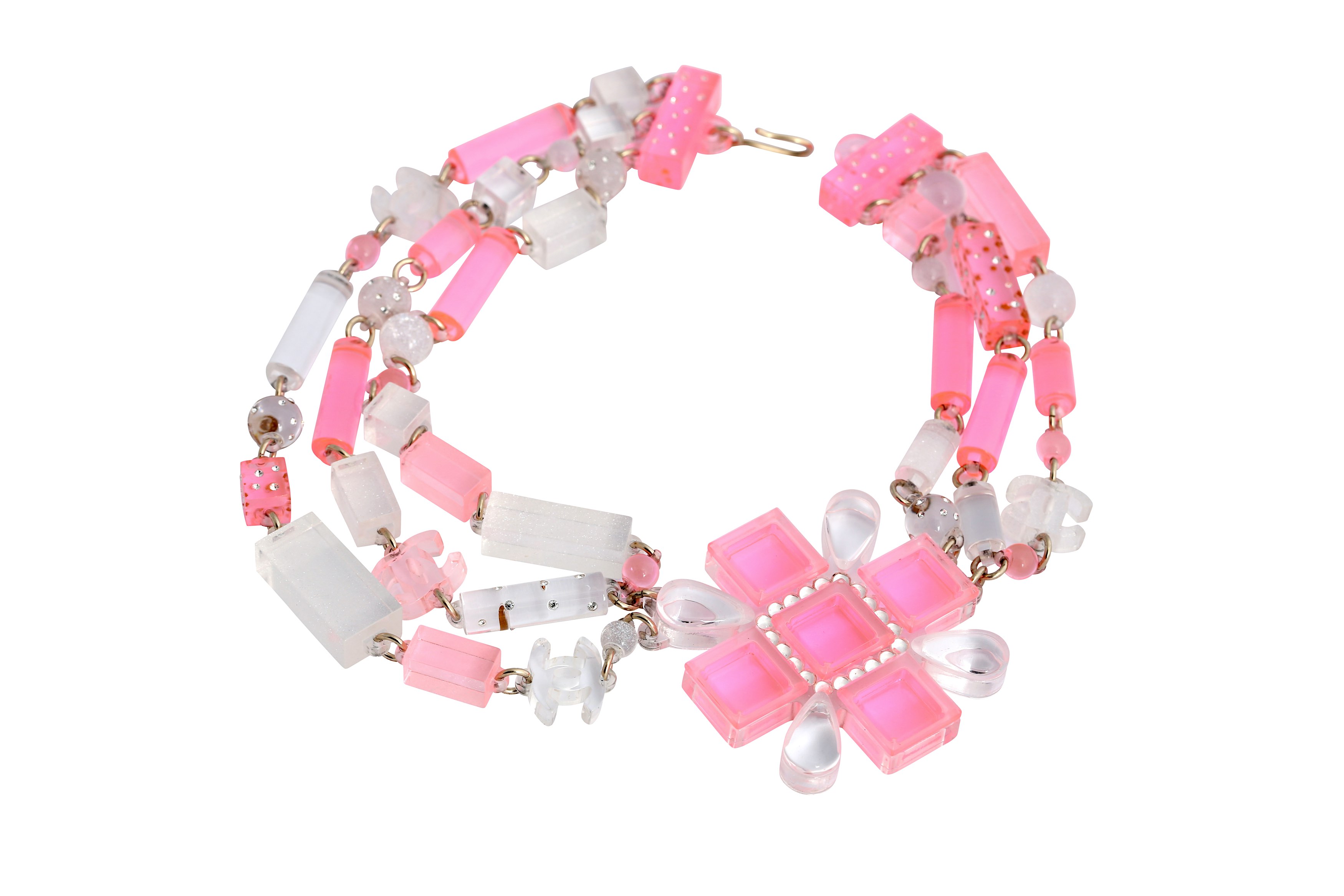 Chanel Pink Plexiglass Statement Necklace - Image 2 of 4