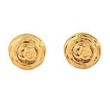 Chanel Clip On CC Logo Swirl Earrings