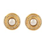 Chanel Clip On Rhinestone and Pearl Earrings