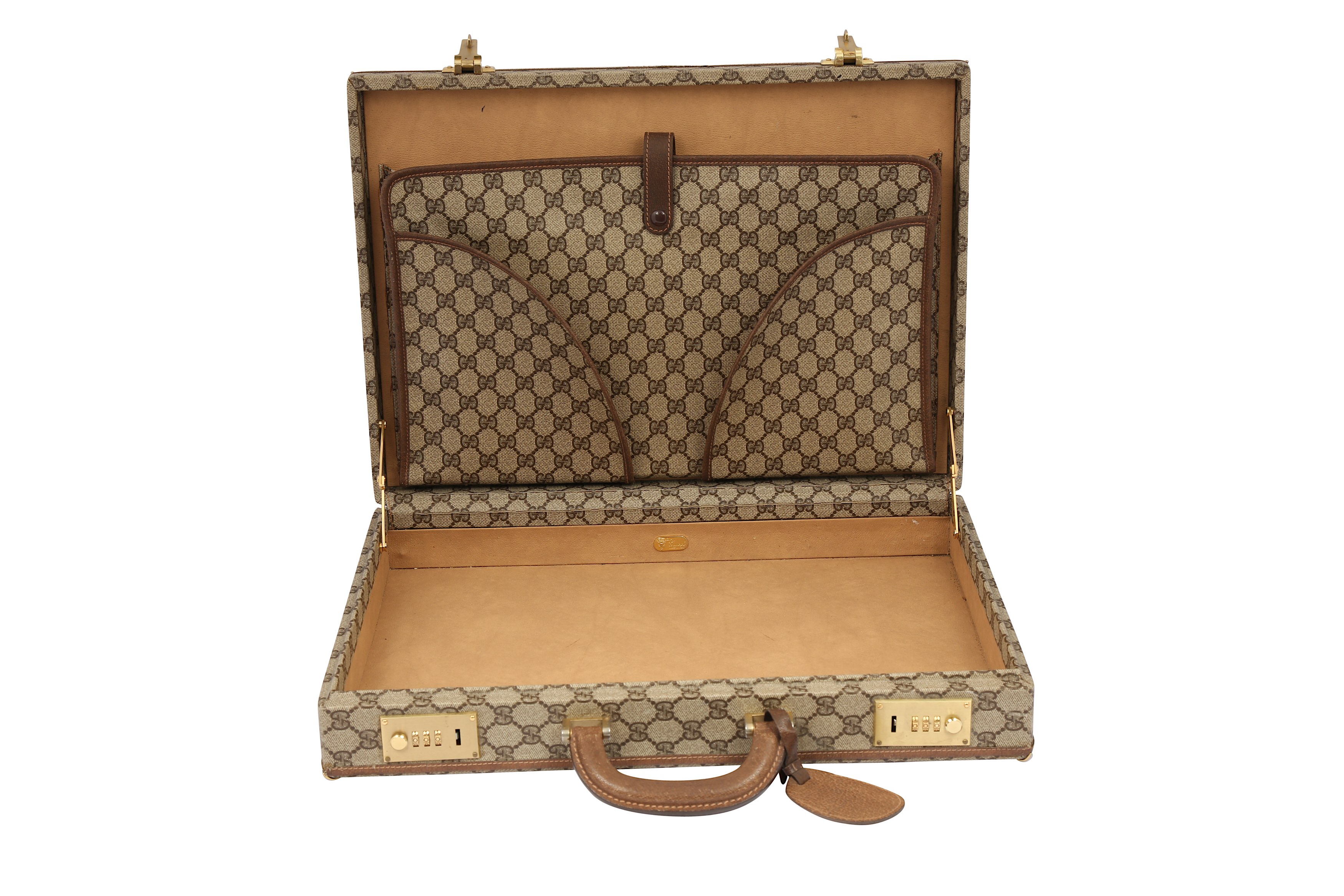 Gucci Beige Web Monogram Briefcase - Image 8 of 8