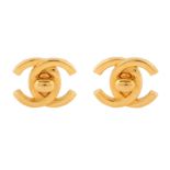 Chanel Clip On CC Turnlock Logo Earrings