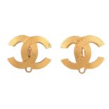 Chanel Clip On Black CC Logo Earrings