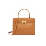 Salvatore Ferragamo Tan Saffiano Lady Gancini Kelly Bag