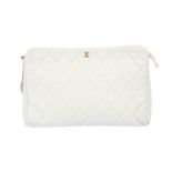 Chanel White Quilted Clutch