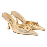 Chanel Gold Applique Slingbacks - Size 36.5