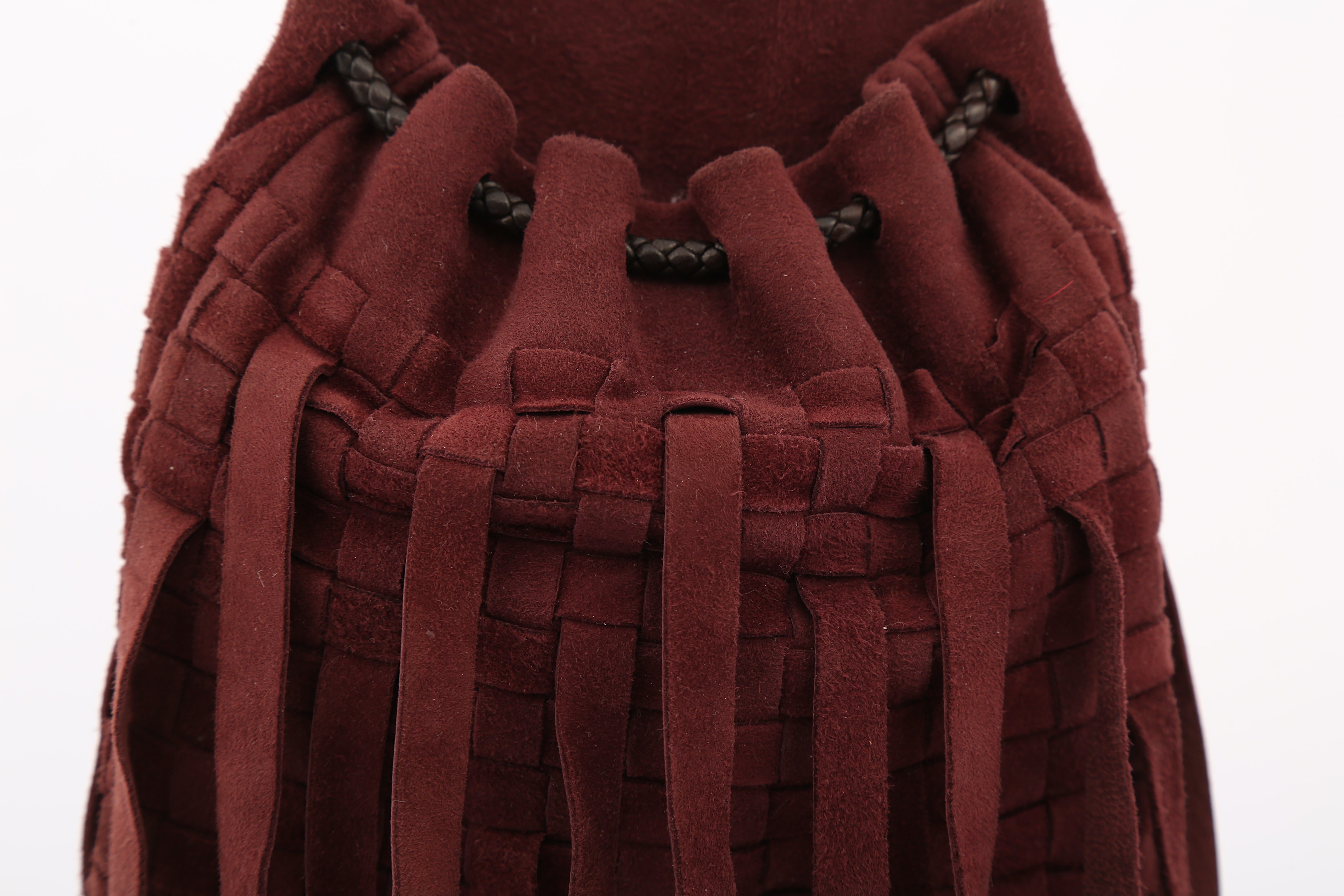 Bottega Veneta Burgundy Intrecciato Fringe Mini Bag - Image 5 of 6