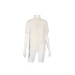 Bottega Veneta Cream Butterfly Silk Blouse - Size 36