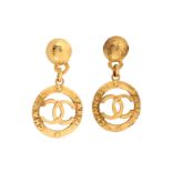 Chanel Clip On Open Circle CC Logo Earrings