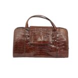 Nancy Gonzalez Brown Crocodile Top Handle Bag