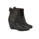 Balenciaga Black Brogue Wedge Ankle Boot - Size 37