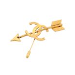 Chanel CC Logo And Arrow Brooch Pin Brooch