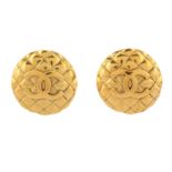 Chanel Clip On CC Logo Quilted Earrings