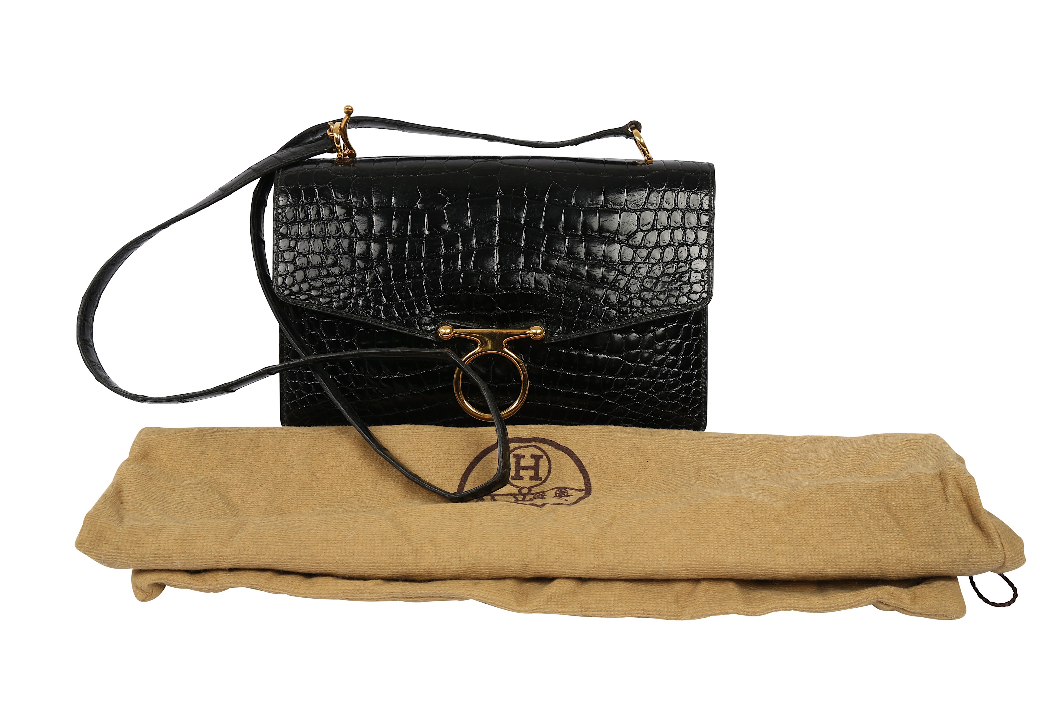 Hermes Black Crocodile Sac Ring Bag - Image 10 of 10