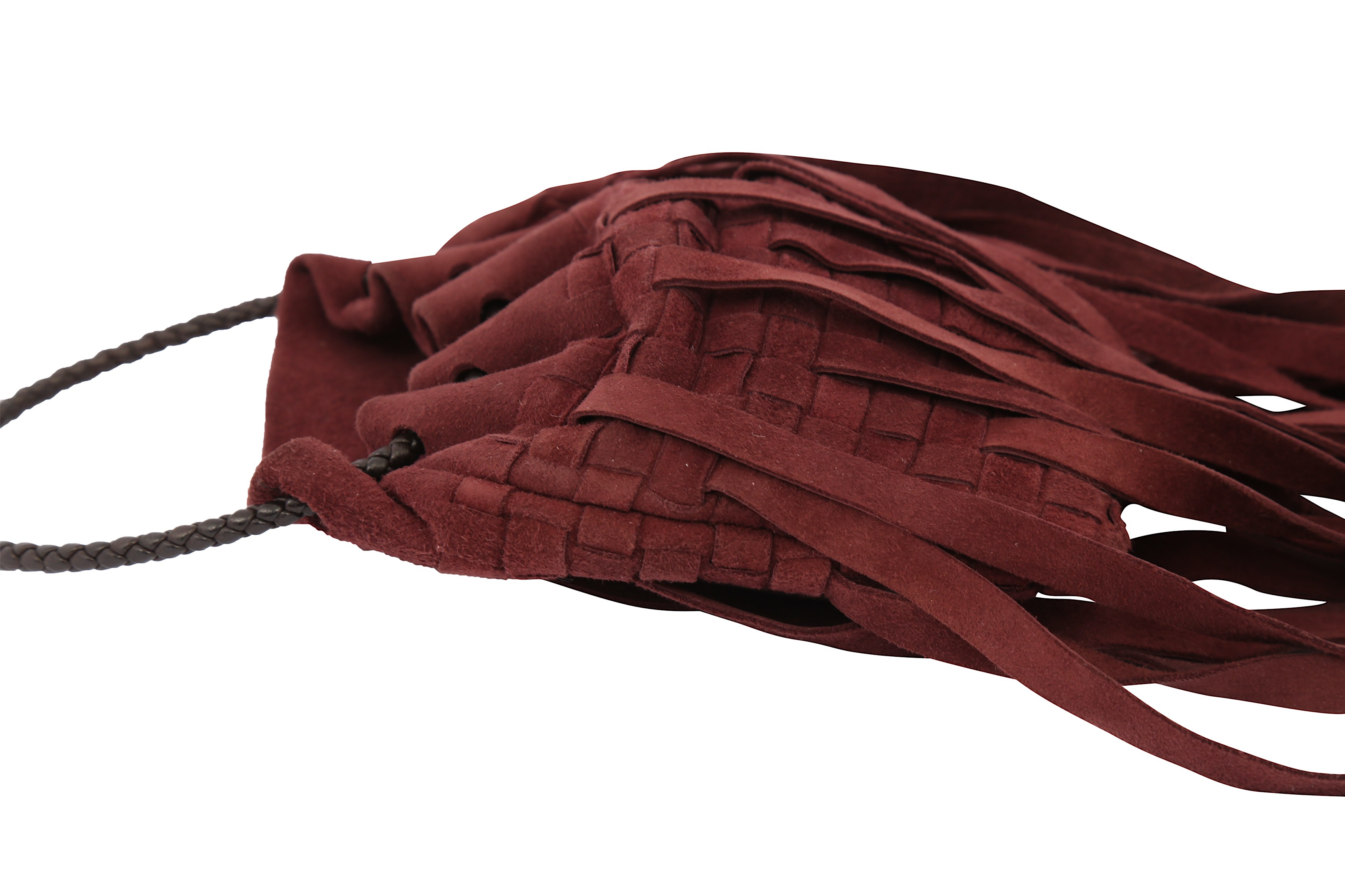 Bottega Veneta Burgundy Intrecciato Fringe Mini Bag - Image 3 of 6