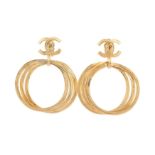 Chanel Clip On CC Logo Hoop Earrings