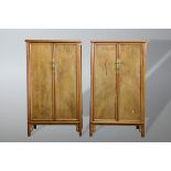 A PAIR OF CHINESE HARDWOOD ROUND-CORNERED TAPERED CABINETS, YUANJIAOGUI