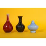 THREE CHINESE MONOCHROME-GLAZED VASES.