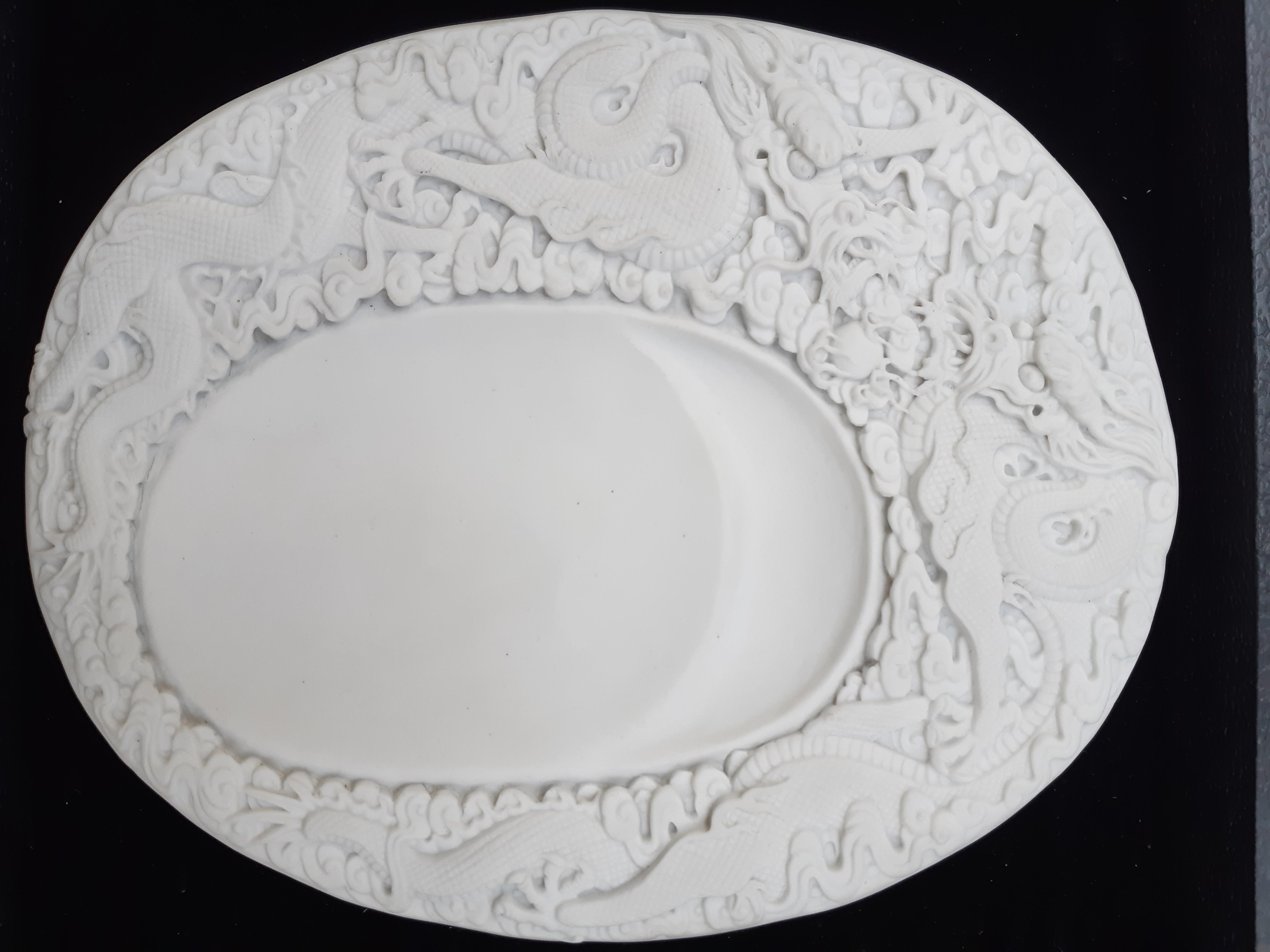 A CHINESE WHITE BISCUIT 'DRAGON' INKSTONE. - Image 12 of 15