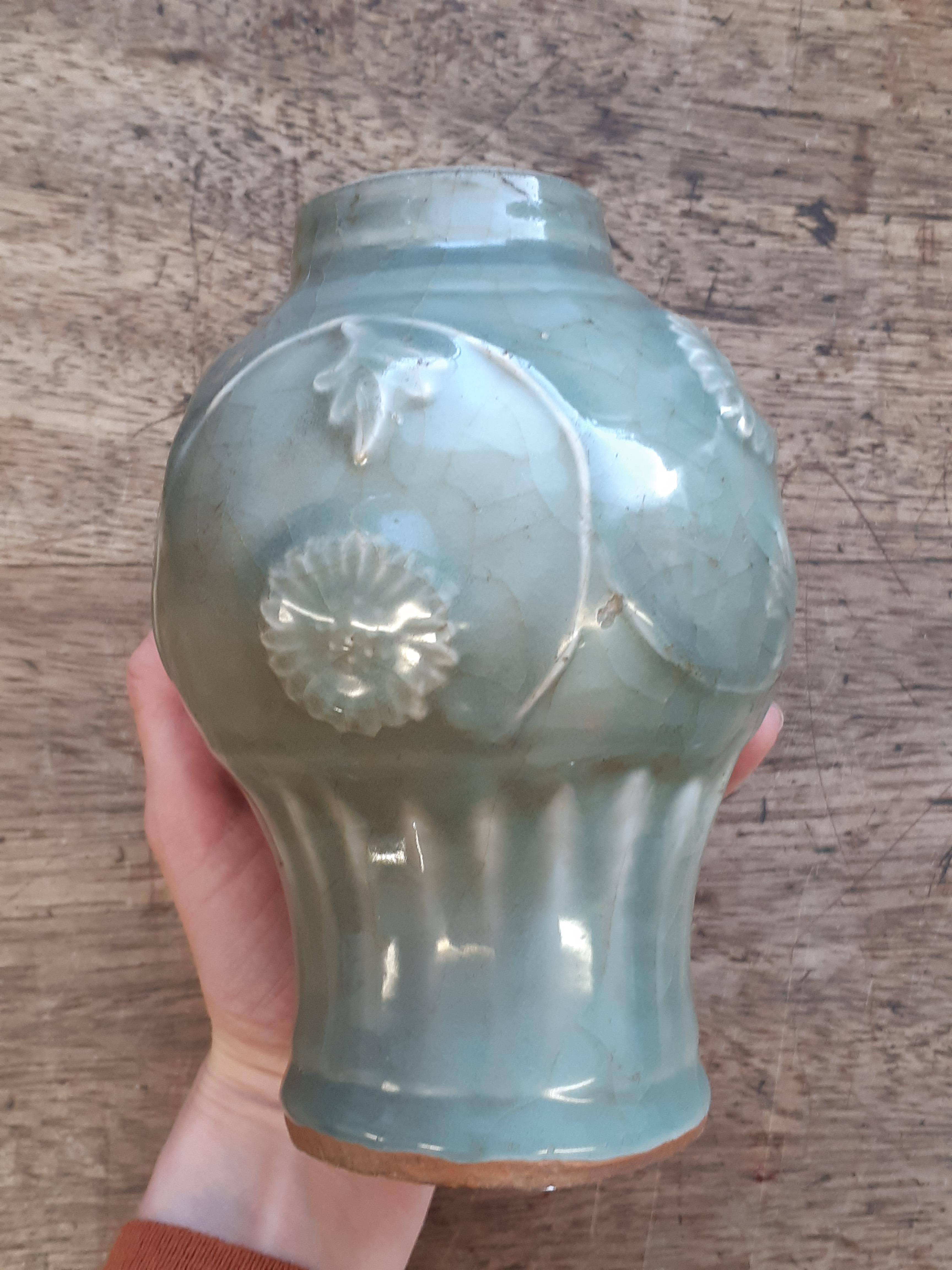 TWO CHINESE LONGQUAN CELADON MOULDED VASE. / A CHINESE LONGQUAN CELADON MOULDED VASE. - Image 6 of 38