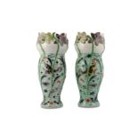 A PAIR OF CHINESE FAMILLE VERTE 'FISH POND' VASES.