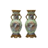 A PAIR OF CHINESE BLUE AND WHITE 'LANDSCAPE' VASES.