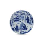 A CHINESE BLUE AND WHITE 'SCHOLARS' DISH.