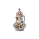 A CHINESE FAMILLE ROSE PSEUDO-TOBACCO-LEAF JUG AND COVER.