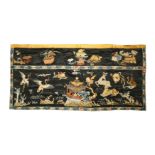 A CHINESE BLACK-GROUND EMBROIDERED SILK ALTAR HANGING.